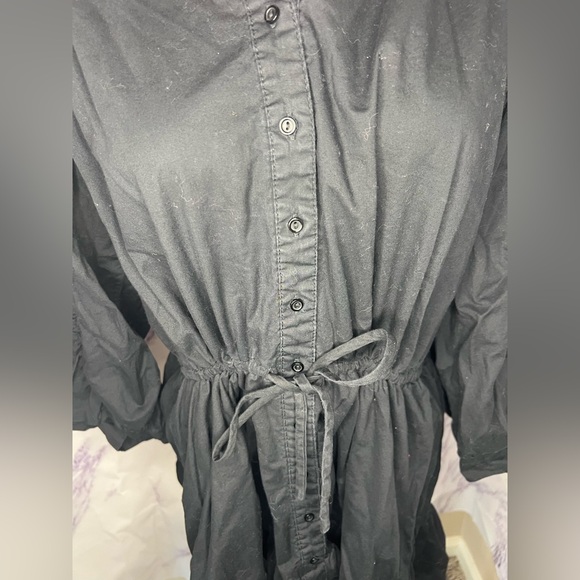 Aster The Label Black Ruched Shirt Dress Sz M - Picture 5 of 8